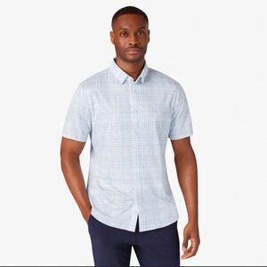 Haggar Men’s Light Blue Button Down Shirt Size L Luxury Lightweight Breathable